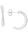 Macy's Diamond Crossover Hoop Earrings (1/10 Ct. T.w.) In Sterling Silver In Silver