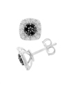 Macy's Black Diamond Cluster Square Stud Earrings (1/6 Ct. T.w.) In Sterling Silver In Black