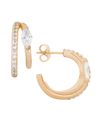 AND NOW THIS CUBIC ZIRCONIA DOUBLE C HOOP EARRING, ROSE GOLD PLATE