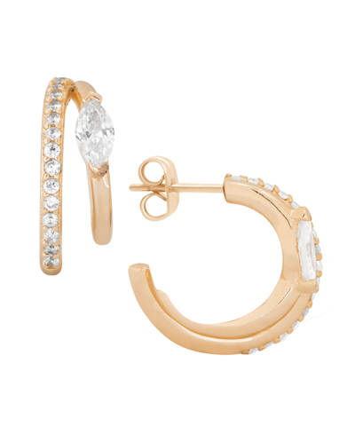 And Now This Cubic Zirconia Double C Hoop Earring, Rose Gold Plate In Rose Gold-tone