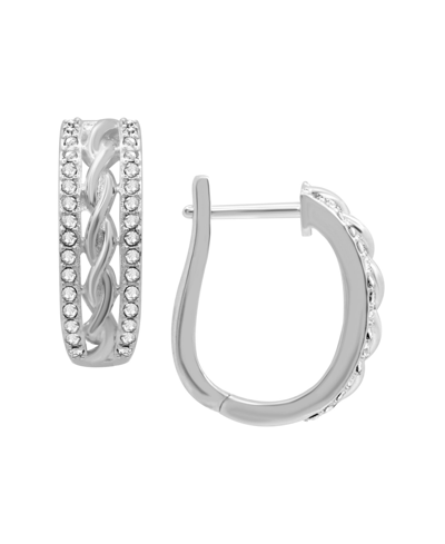Essentials Silver Or Gold Plated Twist Center Hinge Hoop Earrings In Gray