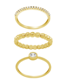 AND NOW THIS GOLD PLATED 3-PIECE CLEAR CUBIC ZIRCONIA AND BAND RING SET
