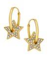 AND NOW THIS 18K GOLD PLATED OR SILVER PLATED PAVE STARS HOOP EARRINGS