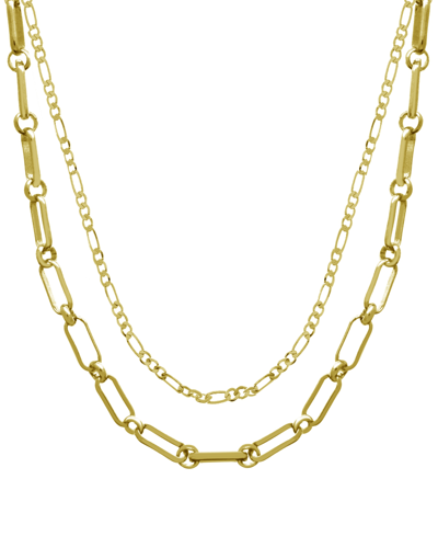 And Now This 15.25" And 17.5" + 2" Extender Silver Plated Or Two-tone Multi-chain Layered Necklace In Gold-tone