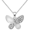 Macy's Diamond Butterfly 18" Pendant Necklace (1/10 Ct. T.w.) In Sterling Silver In Silver