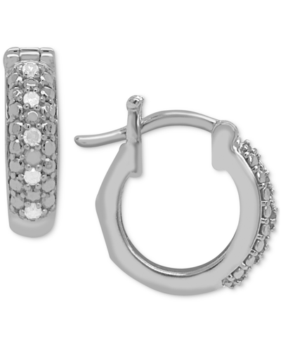 Macy's Diamond Hoop Earrings (1/10 Ct. T.w.) In Sterling Silver