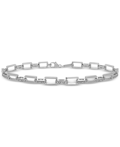 Macy's Diamond Rectangular Link Chain Bracelet (1/6 Ct. T.w.) In Sterling Silver