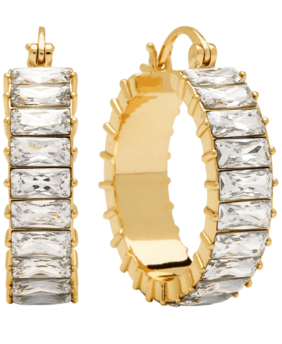And Now This Women's Crystal Baguette Hoop Earring In Gold Plated
