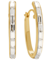 AND NOW THIS WOMEN'S CRYSTAL BAGUETTE OVAL HOOP EARRING