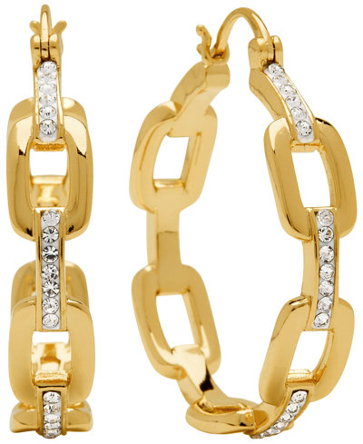 And Now This Women's Crystal Link Hoop Earring In Yellow