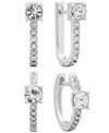 And Now This Women's Crystal Hoop Earrings Set, 4 Pieces In Gray