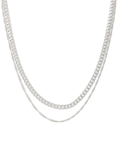 And Now This Women's Double Chain Necklace 16" + 2" Extender And 18" + 2" Extender In Silver