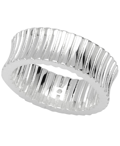 And Now This Women's Concaved Ribbed Texture Ring In Fine Silver Plated
