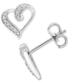 Macy's Diamond Open Heart Stud Earrings (1/10 Ct. T.w.) In Sterling Silver In Silver