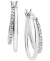 Macy's Diamond Oval Hoop Earrings (1/10 Ct. T.w.) In Sterling Silver In Silver