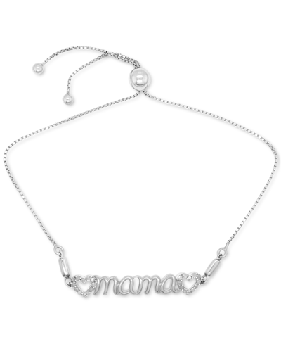 Macy's Diamond Heart Mama Bolo Bracelet (1/6 Ct. T.w.) In Sterling Silver