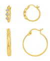 And Now This Crystal Swirl Hinged Hoop Duo Earrings In Yellow