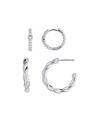 AND NOW THIS DUO CRYSTAL AND HIGH POLISHED EARRING HOOP, SET OF 2