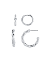And Now This Duo Crystal And High Polished Earring Hoop, Set Of 2 In Gray