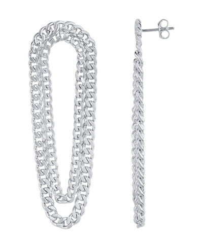And Now This Double Row Chain Drop Earring In Fine Silver Plated