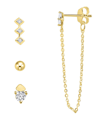 And Now This Multi Earring Cubic Zirconia 4-piece Assortment In Yellow