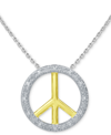 Macy's Diamond Peace Sign 18" Pendant Necklace (1/10 Ct. T.w.) In Sterling Silver Or Sterling Silver & 14k In Multi