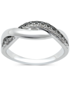 Macy's Black Diamond (1/10 Ct. T.w.) & White Diamond (1/0 Ct. T.w.) Twist Ring In Sterling Silver In Silver