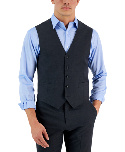 Tommy Hilfiger Men's Modern-fit Wool Th-flex Stretch Suit Suit Vest In Charcoal