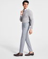 Bar Iii Men's Slim-fit Wool Sharkskin Suit Pants, Created For Macy's In Gray