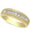 Macy's Men's Diamond Band (1/10 Ct. T.w.) In 10k Yellow Gold Or 10k White Gold In Gold