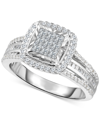 TRUMIRACLE TRUMIRACLE DIAMOND HALO CLUSTER ENGAGEMENT RING (1 CT. T.W.) IN 10K WHITE GOLD