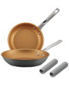 AYESHA CURRY HOME COLLECTION HARD-ANODIZED ALUMINUM SKILLETS, SET OF 2