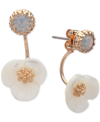 LONNA & LILLY LONNA & LILLY GOLD-TONE WHITE FLOWER FRONT AND BACK EARRINGS