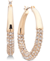 ANNE KLEIN SMALL GOLD-TONE PAVE HOOP EARRINGS 1"