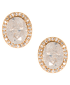 LONNA & LILLY LONNA & LILLY GOLD-TONE STONE & CRYSTAL HALO STUD EARRINGS