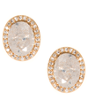 Lonna & Lilly Gold-tone Stone & Crystal Halo Stud Earrings In Ivory/cream