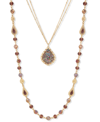 LONNA & LILLY LONNA & LILLY GOLD-TONE CRYSTAL & STONE BEADED 24" CONVERTIBLE LAYERED NECKLACE