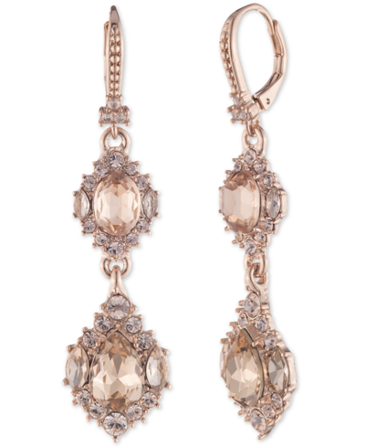 Marchesa Rose Gold-tone Crystal Cluster Flower Double Drop Earrings