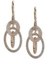 Anne Klein Gold-tone Crystal Orbital Drop Earrings In Ivory/cream