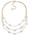 Anne Klein Stone Embellished Layered Necklace, 15-1/4" + 3" Extender In Tan/beige