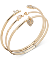 Anne Klein Gold-tone 3-pc. Set Pave & Stone Love Bangle Bracelets In Ivory/cream