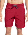Tommy Hilfiger Men's Big & Tall 9.5" Solid Swim Trunks In Red