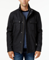 Cole Haan Wool Melton Trucker With Faux Leather Trim In Gray