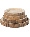 VINTIQUEWISE WOOD TREE BARK INDENTED DISPLAY TRAY SERVING PLATE PLATTER CHARGER, SET OF 4
