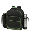 Picnic At Ascot Deluxe 2 Person Picnic, Coffee Backpack Cooler With Wine Pouch In Green