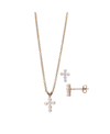 FAO SCHWARZ IMITATION PEARLS CROSS PENDANT NECKLACE AND EARRING SET