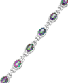 Macy's Blue Topaz (13 Ct. T.w.) Oval Link Bracelet In Sterling Silver (also In Mystic Topaz) In Purple
