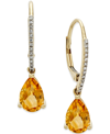 Macy's Garnet (2-1/2 Ct. T.w.) And Diamond Accent Drop Earrings In 14k Rose Gold (also In Citrine) In Yellow