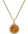 Macy's Blue Topaz (1-1/2 Ct. T.w.) And Diamond Accent Pendant Necklace In 14k White Gold (also Available In In Orange