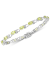 Macy's Garnet (9-7/8 Ct. T.w.) & Diamond Accent Link Bracelet In Sterling Silver (also In Peridot) In Green